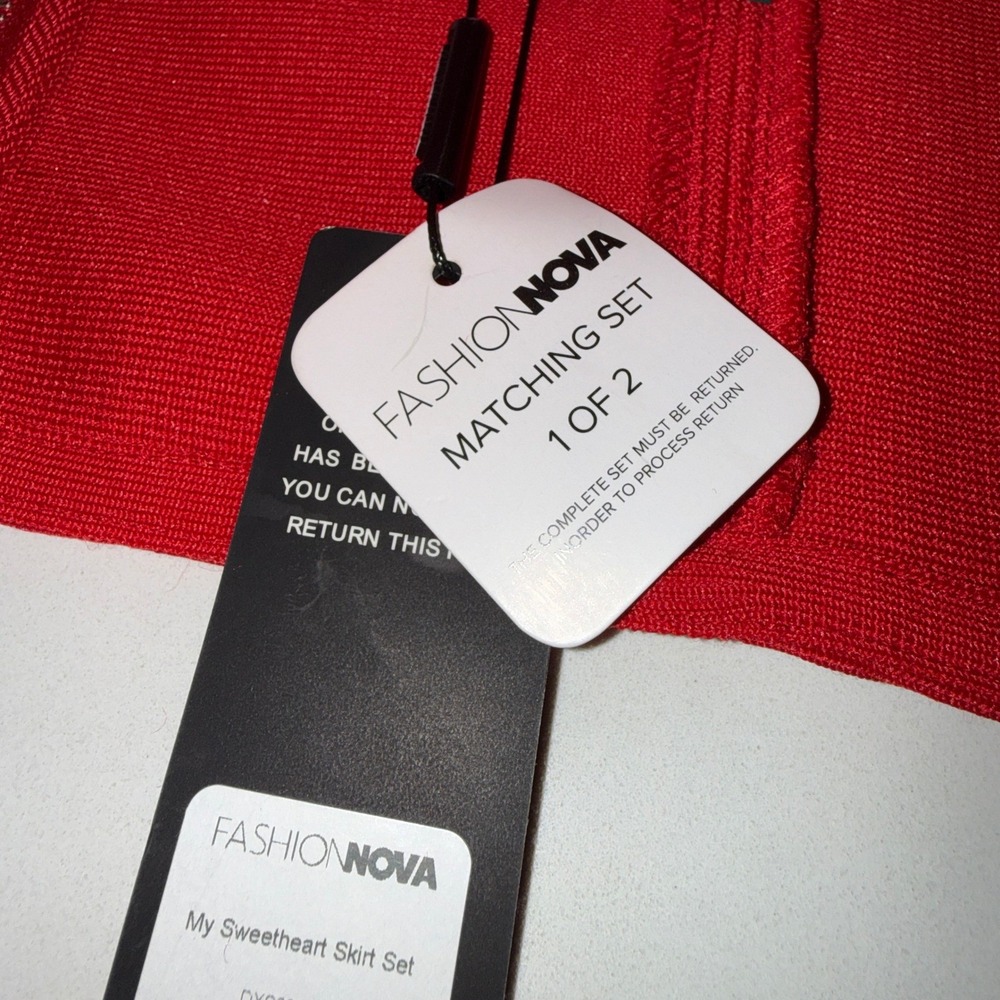 Fashion Nova My Sweetheart Skirt Red Bandage 2 Piece Set XL NWT - Picture 11 of 12
